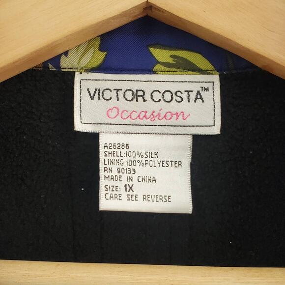 Victor Costa 100% Silk Floral Jacket 1X - Picture 6 of 7